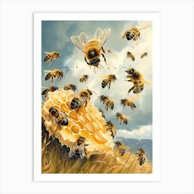 Andrena Bee Realism Illustration 15 Art Print