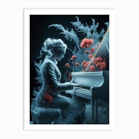 Girl Playing A Piano Art Print