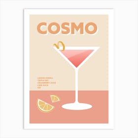Cosmo Cocktail Pink Colourful Kitchen Bar Wall Art Print