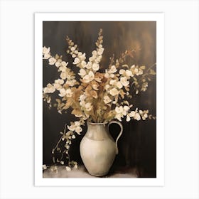 Snapdragon, Autumn Fall Flowers Sitting In A White Vase, Farmhouse Style 3 Art Print