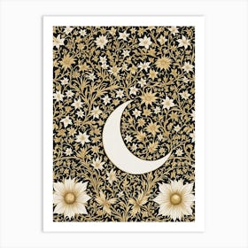 Floral Moon Rising Art Print