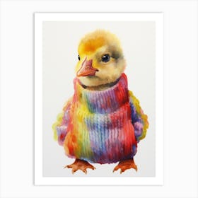 Baby Animal Wearing Sweater Duckling Art Print