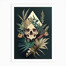 Skull With Geometric 1 Designs Botanical Art Print