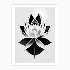 American Lotus Black And White Geometric 3 Art Print