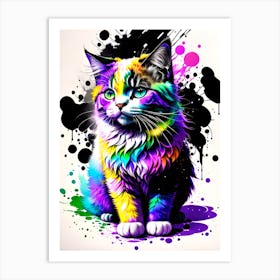 Colorful Cat Painting 2 Art Print