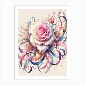 Roses And Ribbons 4 Art Print