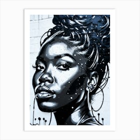 Graffiti Mural Of Beautiful Black Woman 224 Art Print