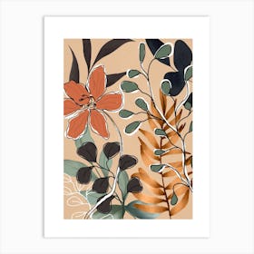 Elegant Botanical Line Art 3 Art Print