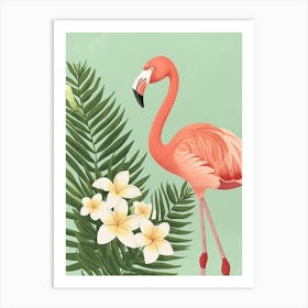 Andean Flamingo And Frangipani Minimalist Illustration 4 Art Print