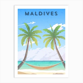 Maldives — Retro travel minimalist poster Art Print