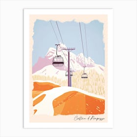 Poster Of Cortina D Ampezzo   Italy, Ski Resort Pastel Colours Illustration 0 Art Print