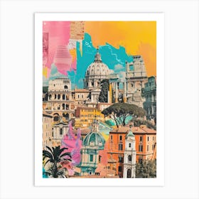 Rome   Retro Collage Style 3 Art Print