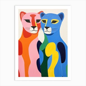 Colourful Kids Animal Art Cougar 2 Art Print