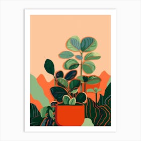 Boho Plant Painting Peperomia Plant 1 Art Print