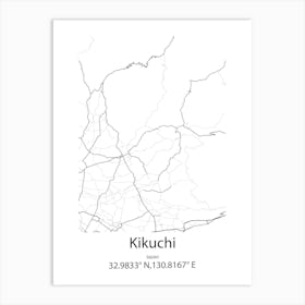 Kikuchi,Japan Minimalist Map Art Print