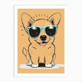 Corgi In Sunglasses Art Print