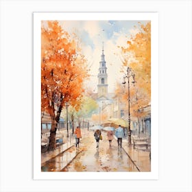 Bratislava Slovakia In Autumn Fall, Watercolour 1 Art Print