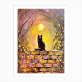 Cat In The Moonlight Art Print