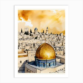 Dome Of The Rock watercolor 1 Art Print