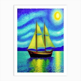 Starry Night Sailboat Art Print