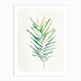 Yew Leaf Minimalist Watercolour 2 Art Print