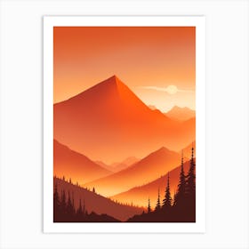 Misty Mountains Vertical Composition In Orange Tone 330 Art Print