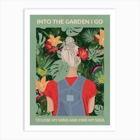 Into The Garden (Grey & Light Green) Art Print