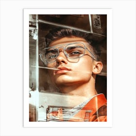 Portrait Of A Young Man With Glasses Art Print