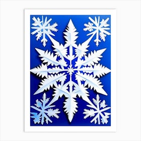 Unique, Snowflakes, Blue & White Illustration Art Print