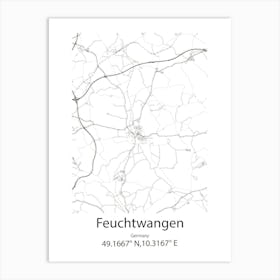 Feuchtwangen,Germany Minimalist Map Art Print