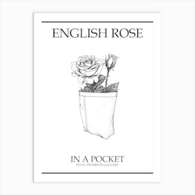 English Rose In A Pocket Line Drawing 3 Poster Art Print