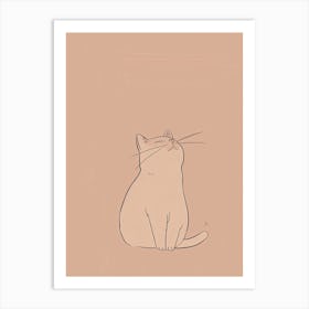 Cute Cat - Boho, Line Art Art Print