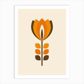 Mid Century Modern Flower 1 Orange Art Print