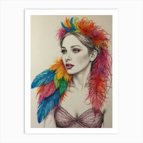 Rainbow Feathers Art Print