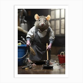 Leonardo Diffusion Rat Working As A Cleaner 0 Art Print