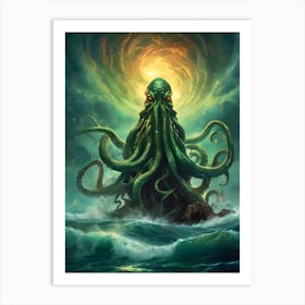 Cthulhu Making Waves Art Print