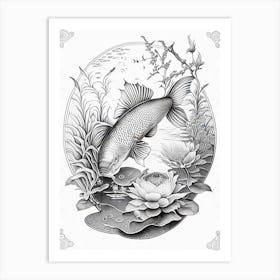 Doitsu Koi Fish Haeckel Style Illustastration Art Print