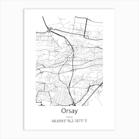 Orsay,France Minimalist Map Art Print