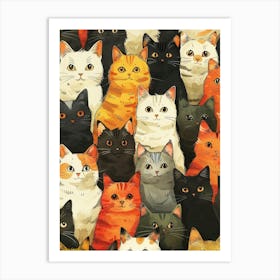 Perfectly Repeatable Artwork With Cute Cat Faces 12 Art Print