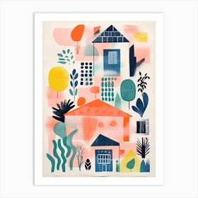 A House In Australia, Abstract Risograph Style 1 Art Print