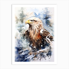 Snowy Eagle Watercolour 4 Art Print