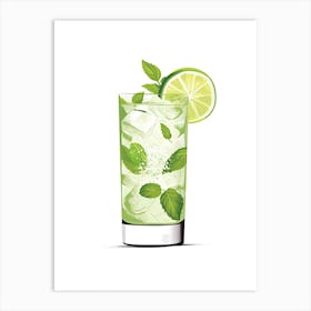 Illustration Mojito Floral Infusion Cocktail 4 Art Print