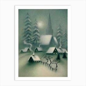 Village Covered With Snow Art Print