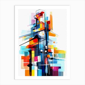 Skyscraper II, Avant Garde Modern Vibrant Colorful Style Painting White Background Art Print