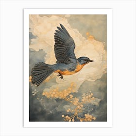 Eastern Bluebird 1 Gold Detail Painting Art Print