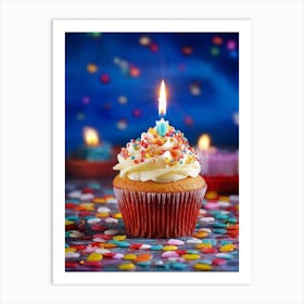 Birthday Cake With Candle Art Print