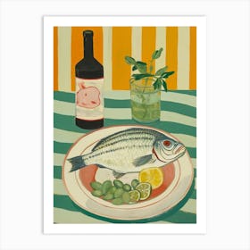 Sea Bass Italian Still Life Painting Art Print