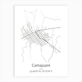 Camajuani,Cuba Minimalist Map Art Print