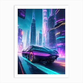 Futuristic Car In The City Art Print