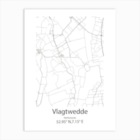 Vlagtwedde,Netherlands Minimalist Map Art Print